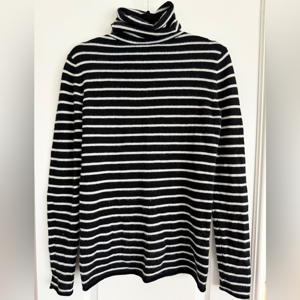 Halogen Black and White Turtleneck Sweater